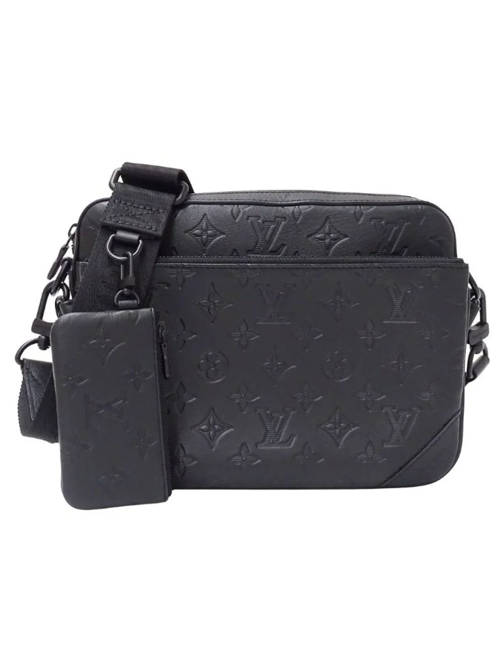 Louis Vuitton Monogram Shadow Shoulder Bag Trio Messenger Noir Black